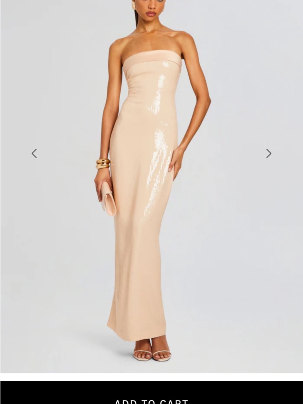 Retrofete Strapless Sequin-Trim Maxi Dress in Nude